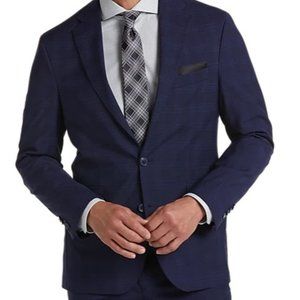 NWT Cole Haan Grand. 0S Navy Plaid Slim Fit Suit